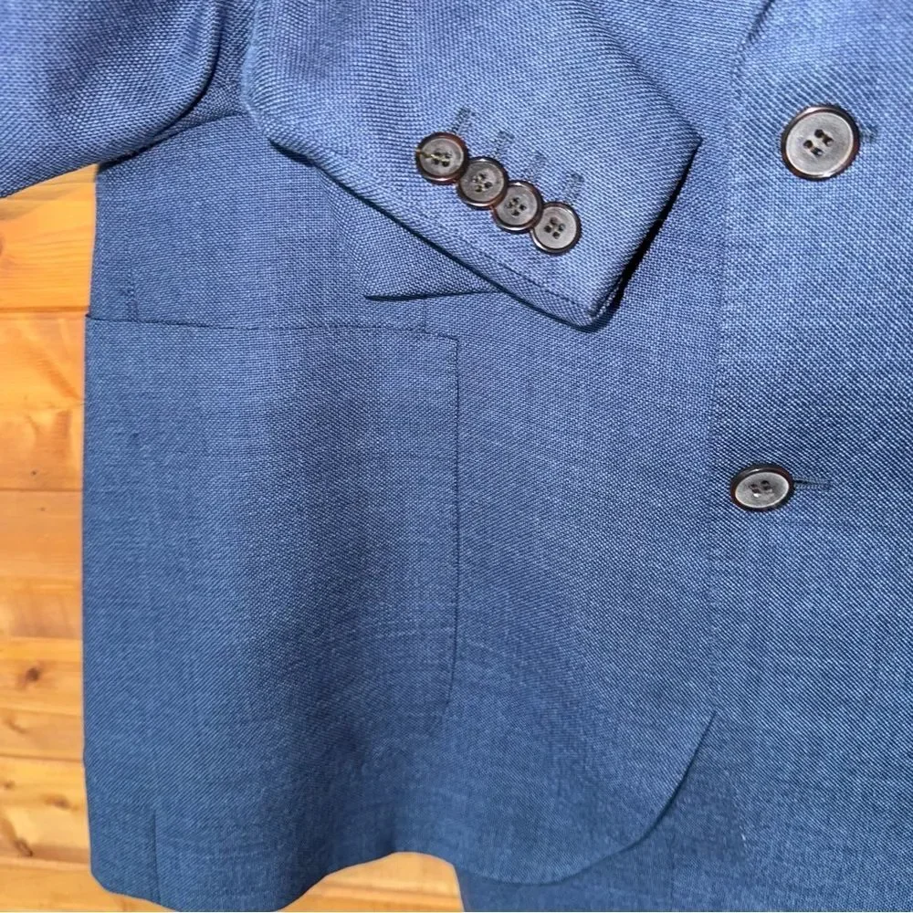 Suitsupply Havana Blue Hopsack Wool Suit 44S Reda Fabric Pants 37x28 As-Is